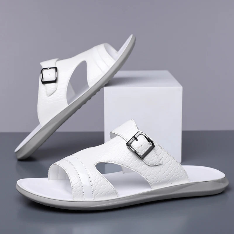 Plus Size 38-48 Hot-selling Men Slippers Sole Open Toe Beach Slides All-match Man Flip Flops Versatile Half Flats Sandals Slides
