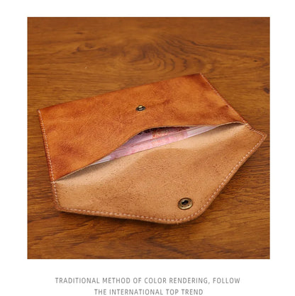 Genuine Leather Men Handmade Wallet High Quality Retro Handbag Simple Phone Pocket Card Bag Big Capacity Male Purses