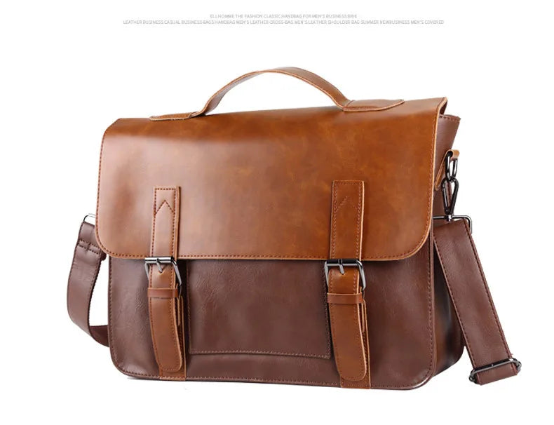 Retro Fashion Messenger Bag Men Luxury PU Leather Crossbody Bags Men Handbag Briefcases Laptop Bag Men Shoulder Messenger Bags