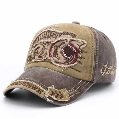 Summer Men Baseball Cap Cotton Fashion Shark Embroidery Vintage Casual Visor Hat For Women Snapback Hip Hop Caps Unisex