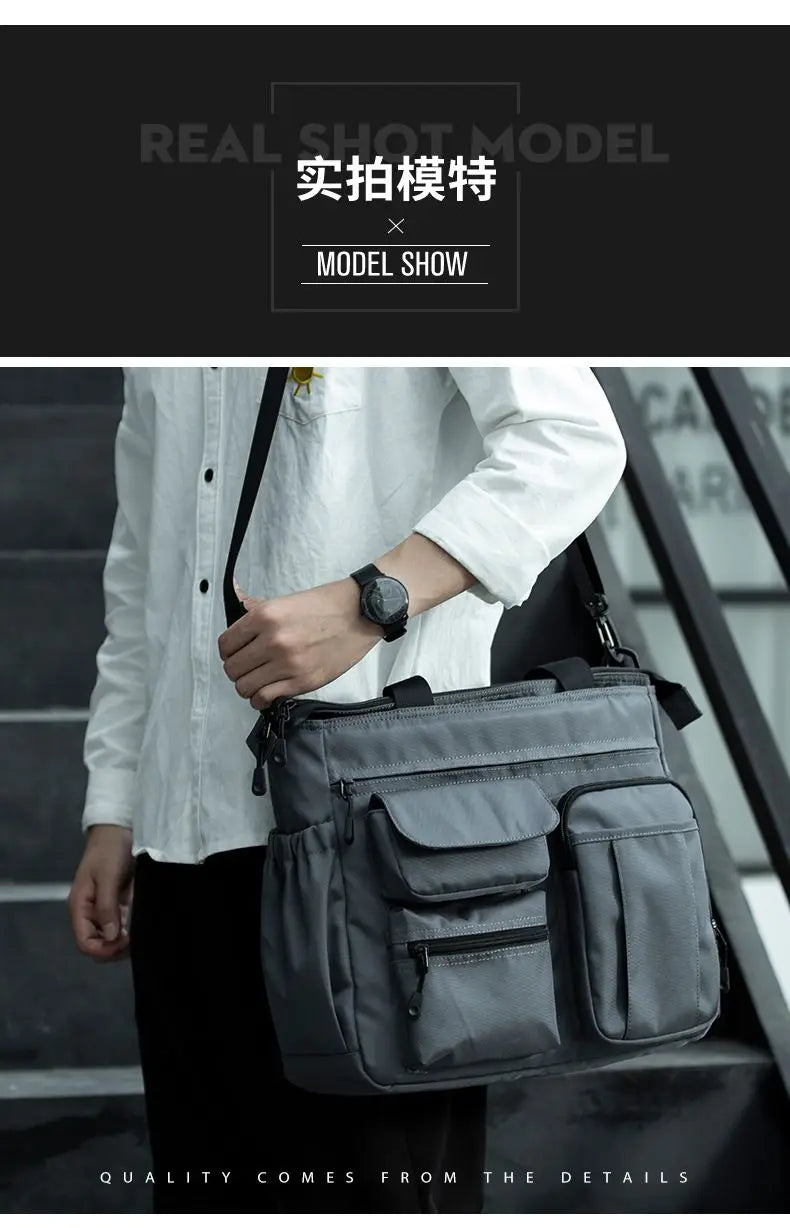 14 Pocket Men Shoulder Messenger Bag Waterproof Crossbody Bags Waterproof Oxford Travel Handbag Large Capacity Storage Work Bags