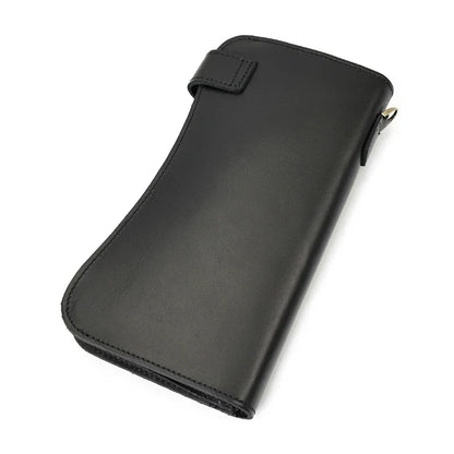 Men's Genuine Leather Wallet Chain Snap Bifold Purse Crazy Horse Leather Card Case Phone Card Holder Clutch Dragon Wallet