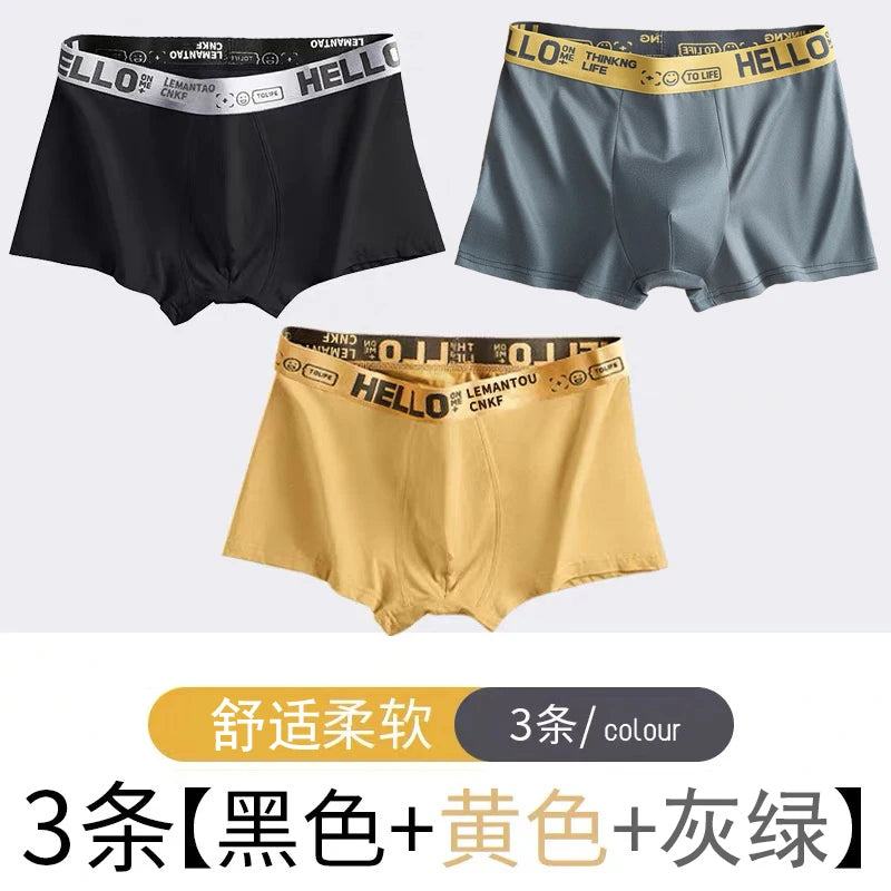 Men's Mid-Waist Thin Briefs Breathable Comfortable Large Size Sports Boxer Shorts Youth Flat Briefs Underwear Polyester Fiber