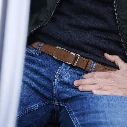 Men's Fashionable Leather Belt Men's High-quality Leather Belt Business Automatic Buckle Ratchet Belt Randomly Adjustable