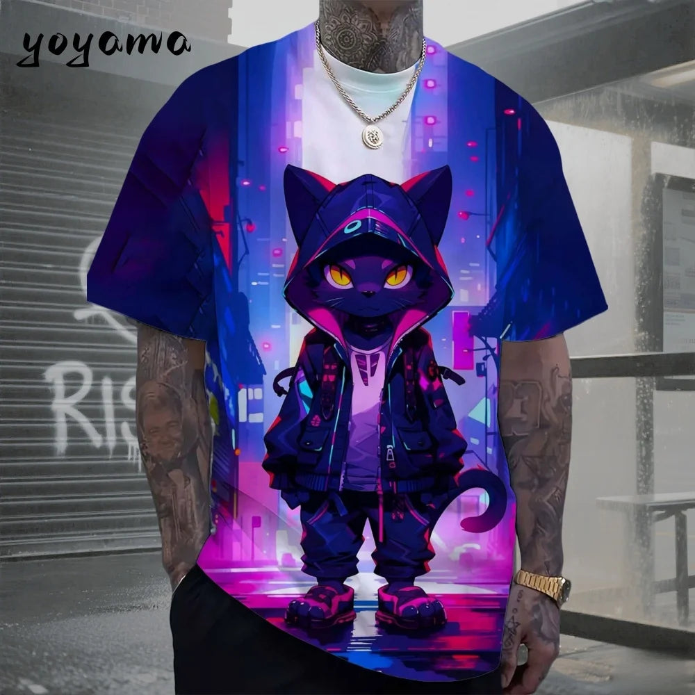 Men's T-Shirts Hip Hop Bear Pattern 3D Print Men's Clothing Summer New Streetwear Oversized Unisex T-Shirt Harajuku Men Clothes