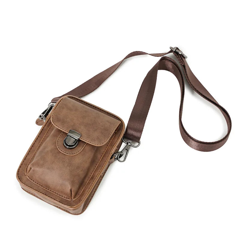 Vintage Mini Men's Crossbody Bag Fashion Shoulder Bag Men Mobile Phone Bag Casual Handbags Small Crossbody Shoulder Bag For Men