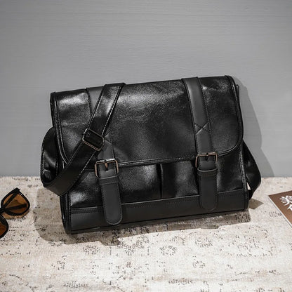 Retro Messenger Bag Men Crossbody Bags Luxury PU Leather Shoulder Messenger Bag for Men Fashion Flap Large Capacity Satchles