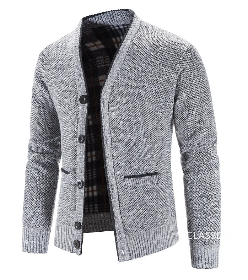 New Autumn Men V-neck Business Cardigans Sweatercoats Winter Warm Cardigan Sweaters Male Casual Cardigans Slim Fit Sweaters 4XL