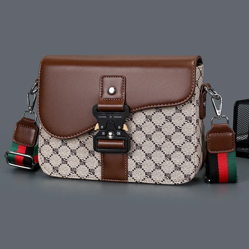 Luxury Plaid Crossbody Bags Men Fashion Buckle Flap Men's Crossbody Bag Casual Shoulder Bag Male Waterproof Business Sling Bags