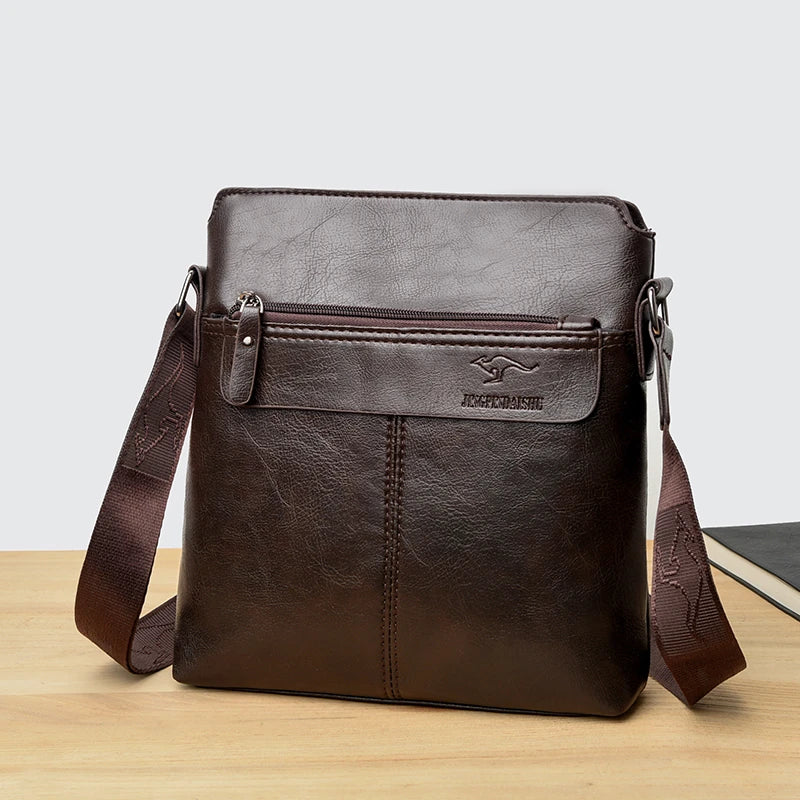 Men's Business Casual Backpack, Single-Shoulder Crossbody Pu Leather Briefcase, Multi-Compartment Large Capacity