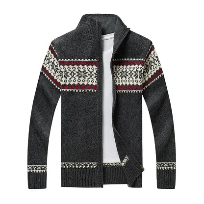 2026 Men's Warm Knitted Jackets Thick Long Sleeve Warm Sweater Coat Printted Casual Cardigan Male Jackets Cardigan Plus Size 5XL