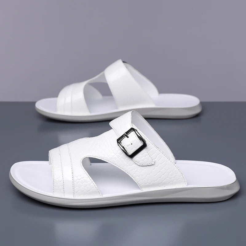 Plus Size 38-48 Hot-selling Men Slippers Sole Open Toe Beach Slides All-match Man Flip Flops Versatile Half Flats Sandals Slides