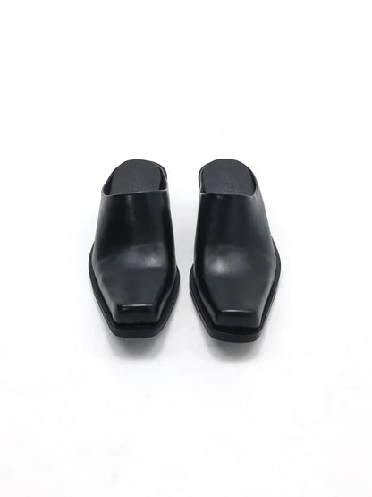 Casual business formal leather slippers for men and women summer new mules fashionable simple breathable and comfortable sandals