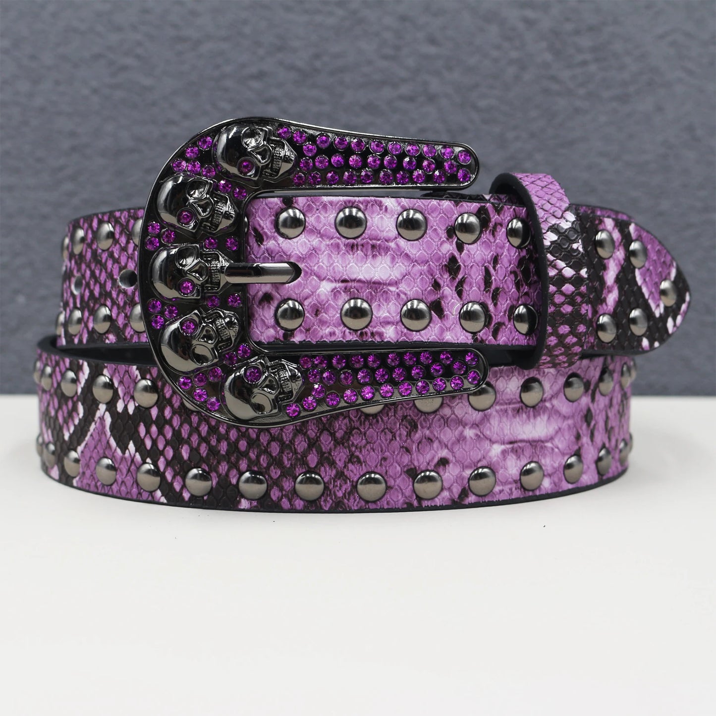 Pyramid Fashion Rivet Belt Snake Cat Paw Skull  Men&Women's Studded Belt Punk Rock With Pin Buckle Drop Shipping Black