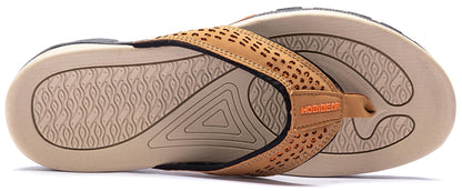 Plus Big Size 49 50 51 52 Mens Flip Flops Slippers PU Leather Beach Shoes TPR Outsoles Hard-Wearing Outdoor Style