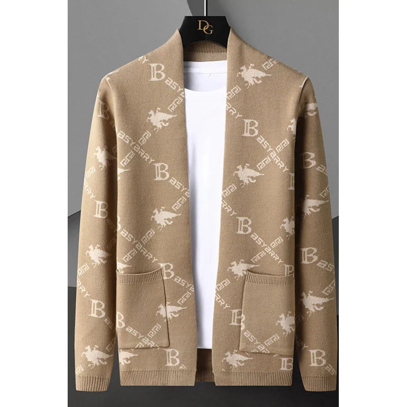Men's Knitted Sweater Jacket Light Blue Coat Casual Fresh Stylish Youth Versatile Cardigan Sweater