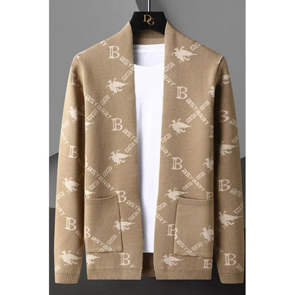 Men's Knitted Sweater Jacket Light Blue Coat Casual Fresh Stylish Youth Versatile Cardigan Sweater