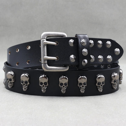 Designer Brand Belt Men Rivet Real Leather Pin Belt Male Black Rock Genuine Leather Cowhide Luxury Punk Belt Jeans