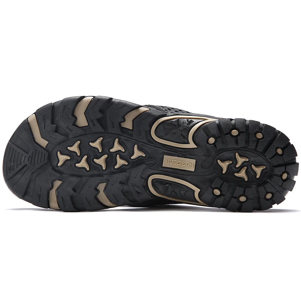 Plus Big Size 49 50 51 52 Mens Flip Flops Slippers PU Leather Beach Shoes TPR Outsoles Hard-Wearing Outdoor Style