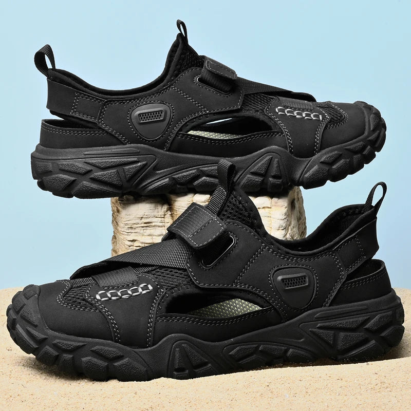 Comfort Men Mesh Sandals Lightweight Summer Shoes Outdoor Quick-Dry Wading Aqua Shoes Non-Slip Travel Beach Flats  Daily Sandals