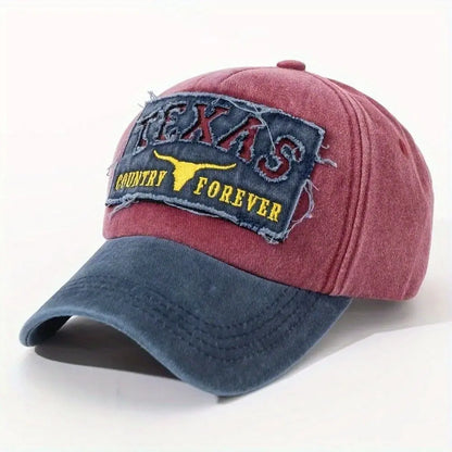 Fashion Letter TEXAS Embroidery Baseball Cap Visor Adjustable Peaked Cap Washed Cotton Baseball Hats For Man Women Unisex
