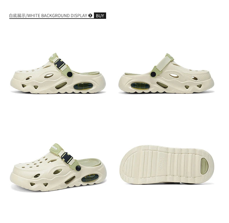 Men's Sandals Fashionable Hollow Casual Slippers Lightweight EVA Garden Shoes Thick-Soled Outdoor Walking Beach Water Shoes