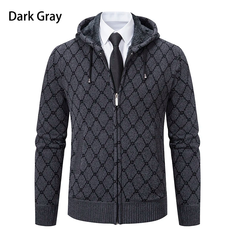Winter plus velvet padded cardigan sweater men's sweater warm coat