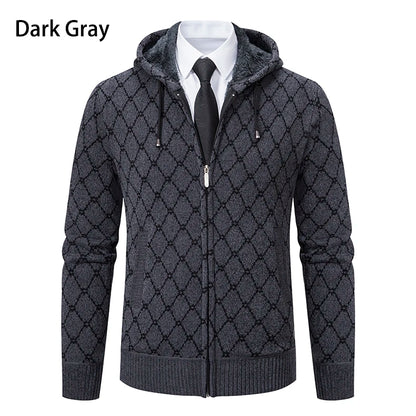 Winter plus velvet padded cardigan sweater men's sweater warm coat