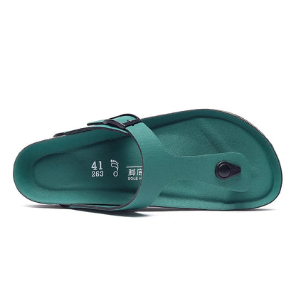 Brand Men Casual Flip Flops Slippers Men Outdoor Flats Slipprs Luxury Men Leather Summer Beach Vacation Casual Slippers Shoes