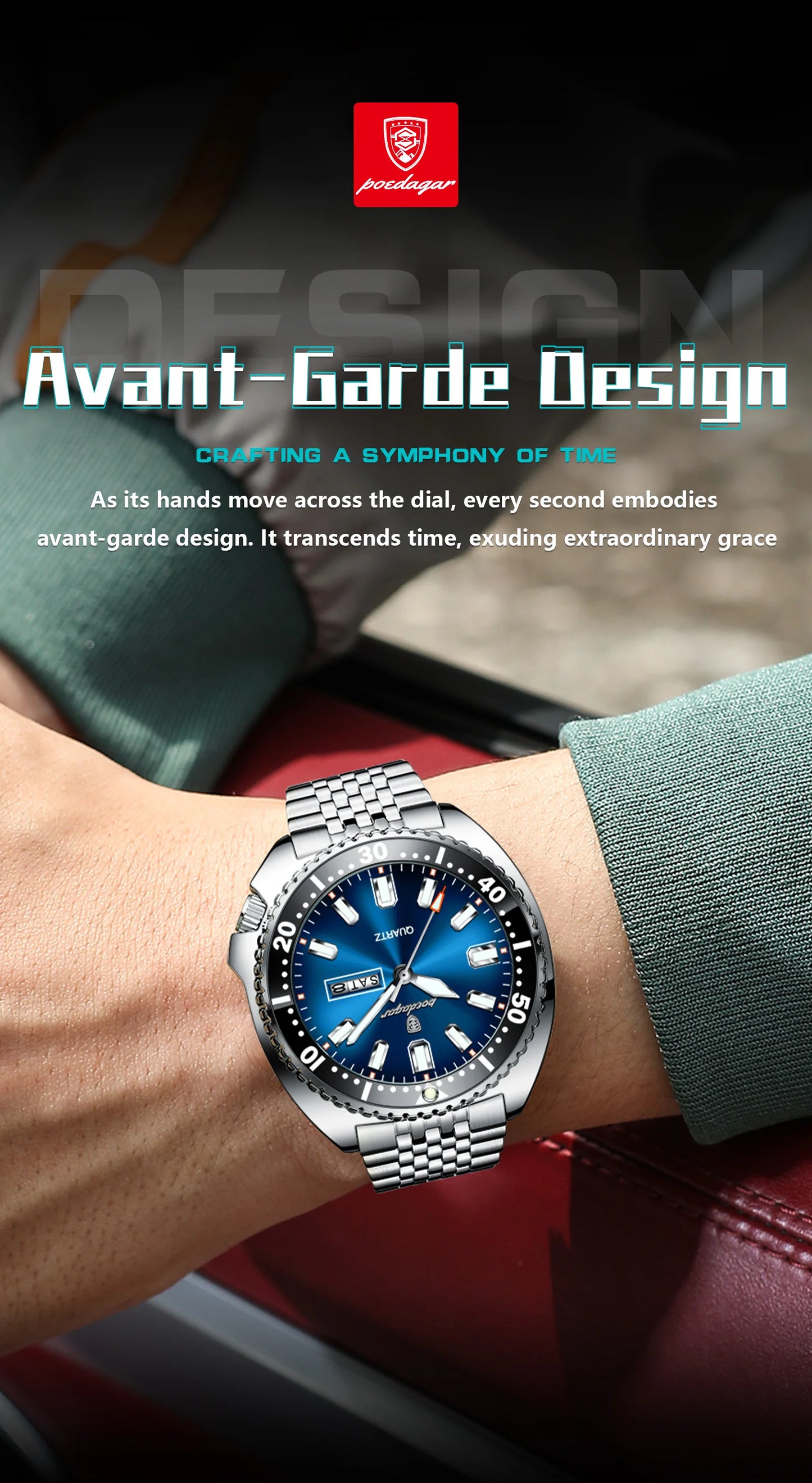 POEDAGAR Luxury Quartz Men Clock Waterproof Luminous Business Man Wristwatch Stainless Steel Date Week Sport Men's Watches Reloj