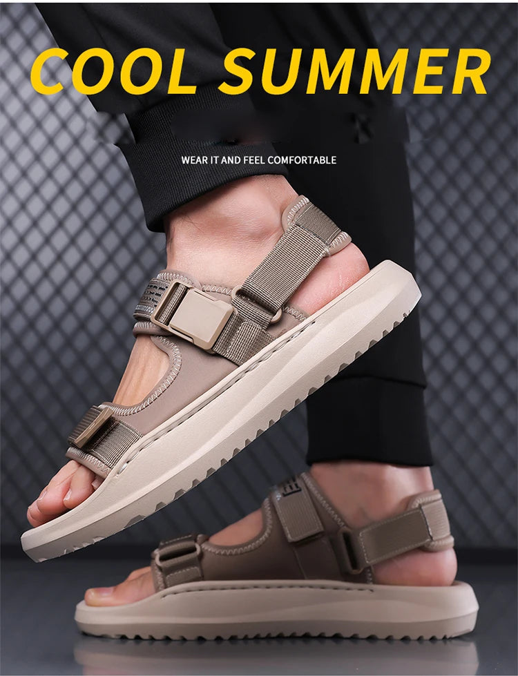 Men's Roman Sandals Summer Outdoor Sports Slip-On Shoes Anti-Slip Breathable Soft Bottom Casual Beach Shoes-WC20258