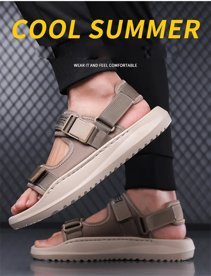 Men's Roman Sandals Summer Outdoor Sports Slip-On Shoes Anti-Slip Breathable Soft Bottom Casual Beach Shoes-WC20258