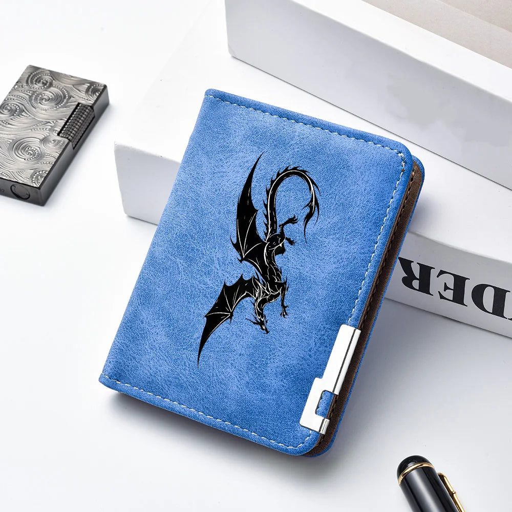 Men's Black Mini Wallet with Multiple Card Slots Dragon Pattern Simple Casual Design High-Quality Leather