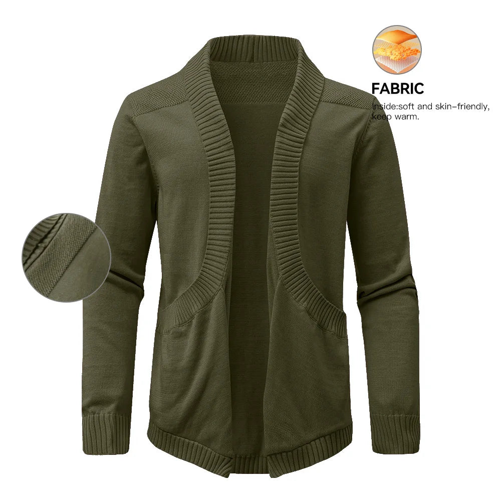 Men's Sweater Cardigan Spring Casual Classic V-neck Solid Color Cardigan Knit Soft Sweater Fashion Male Tops US Size