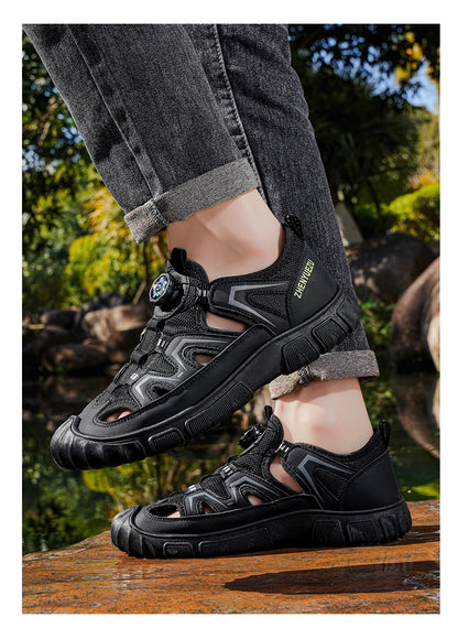 New Arrival Summer Men Sandals PU Leather Mens Casual Shoes Outdoor Beach Shoes Hollow Out Male Roman Shoes Leisure Walk Sandaly