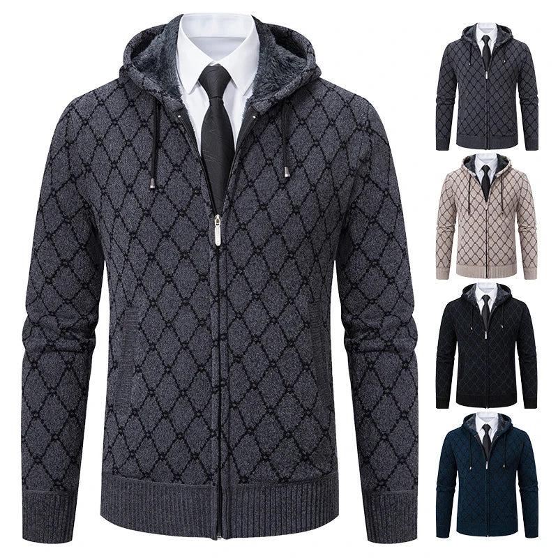 Winter plus velvet padded cardigan sweater men's sweater warm coat