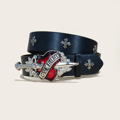 Fashion Punk Belt Cross Melancholic Second-generation Belt Design High Quality Gothic Accessories Plus Size Belt for Men Women