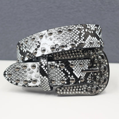 Pyramid Fashion Rivet Belt Snake Cat Paw Skull  Men&Women's Studded Belt Punk Rock With Pin Buckle Drop Shipping Black