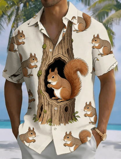Men's Summer Casual Shirt, Simple Pattern Short Sleeved Shirt, Breathable Lightweight Top, Suitable for Daily Wear
