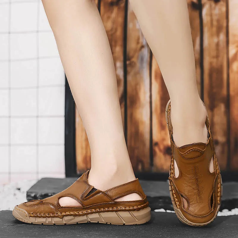 Hot-selling Summer Men's Sandals New Leather Roman Sandals Slippers Outdoor Beach Shoes Male Flip Flops Water Trekking Sandals