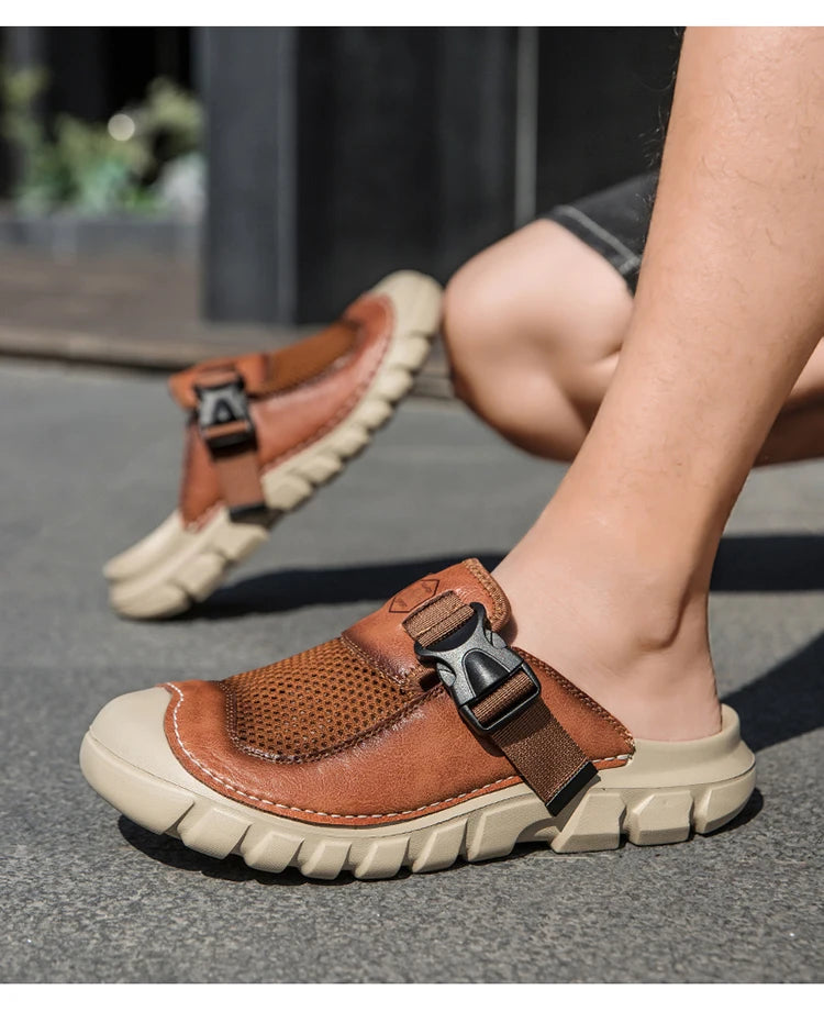 Summer Men Sandals Genuine Leather Mens Casual Shoes Outdoor Men Leather Sandals for Men Beach Shoes Roman mens Shoes