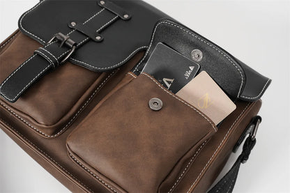 Vintage Men's Crossbody Bags Fashion Brand Design Shoulder Messenger Bag Men Falp Pockets Crossbody Bag Leather Square Satchels