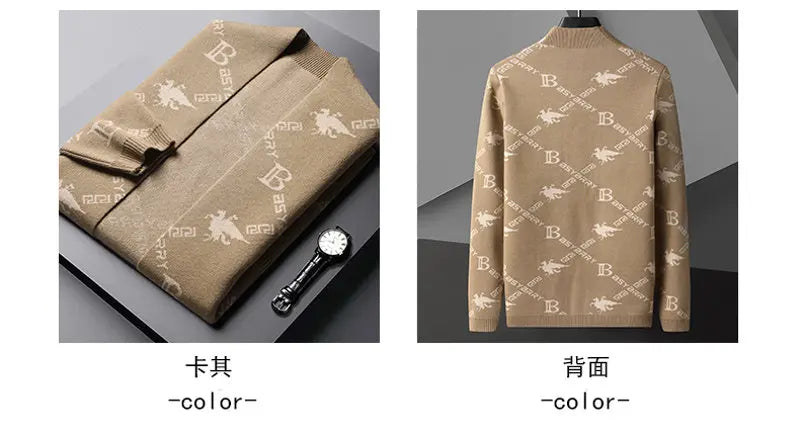 Men's Knitted Sweater Jacket Light Blue Coat Casual Fresh Stylish Youth Versatile Cardigan Sweater