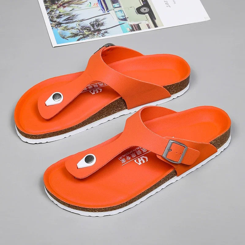 Brand Men Casual Flip Flops Slippers Men Outdoor Flats Slipprs Luxury Men Leather Summer Beach Vacation Casual Slippers Shoes