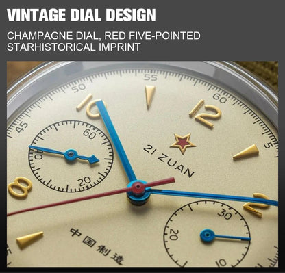 Red Star Retro 1963 Chronograph ST1901 Hand Winding Movement Air Force Pilots Aviation Sapphire Men Mechanical Watch Waterproof