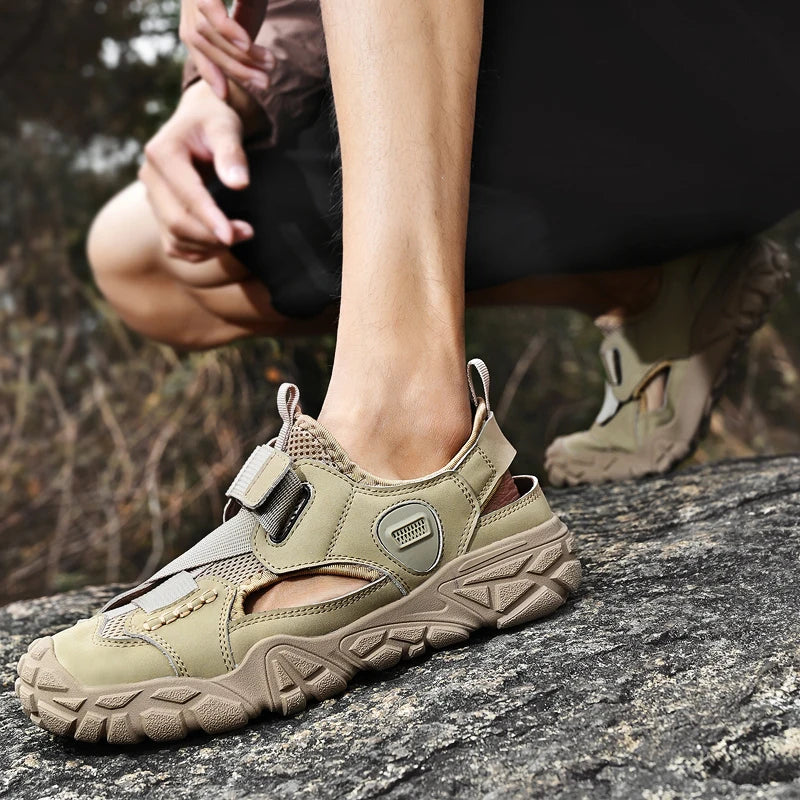 Comfort Men Mesh Sandals Lightweight Summer Shoes Outdoor Quick-Dry Wading Aqua Shoes Non-Slip Travel Beach Flats  Daily Sandals