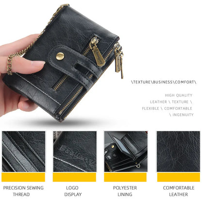 New Men Wallets Name Engraving 11 Card Holders Men Short Purse Double Zipper Coin Pocket High Quality Male Purse Cartera