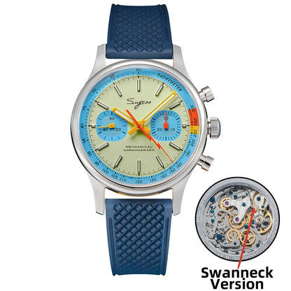 Sugess Watch of Men Chronograph Mechanical Wristwatches with Seagull ST19 Swanneck Movement Pilot Sapphire Crystal Racing V2 New