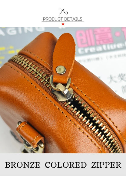 Men's Coin Purse, Genuine Leather Mini Coin Wallet Zipper Pocket with Back Belt Loop Lanyard, Lightweight Keychain Pouch for Men
