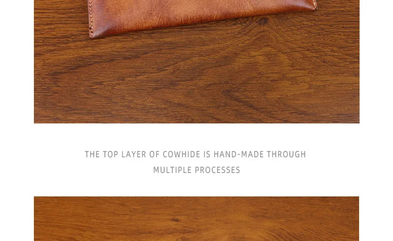 Genuine Leather Men Handmade Wallet High Quality Retro Handbag Simple Phone Pocket Card Bag Big Capacity Male Purses